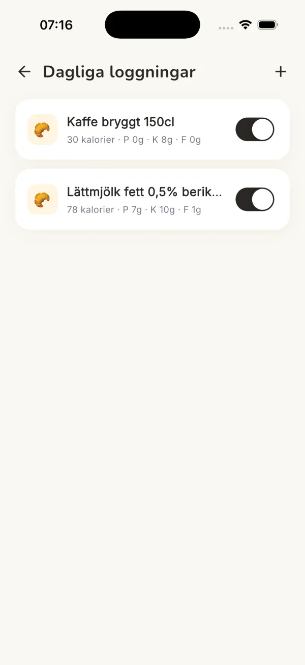 Dagliga loggningar som bockas av automatiskt